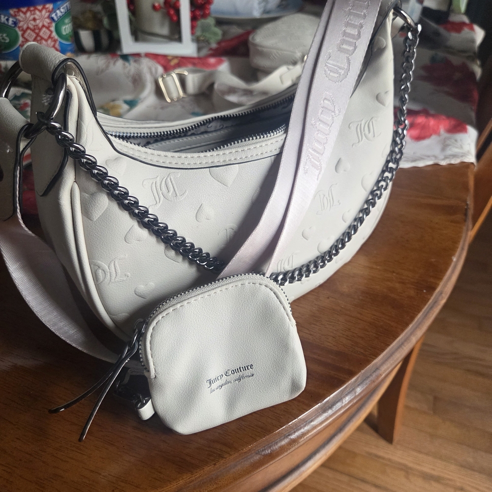 Juicy Couture Cream Shoulder Bag with Chain Detail